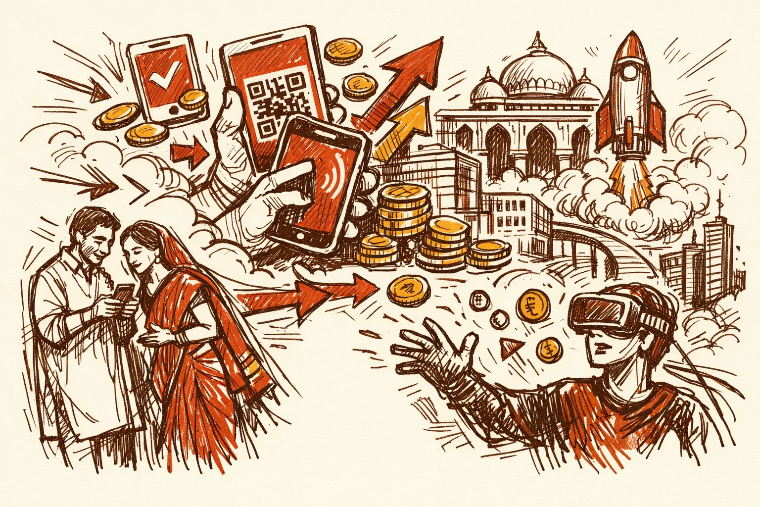 Editorial illustration for India Built the World's Largest Digital Payments System. Here Is What Comes Next.