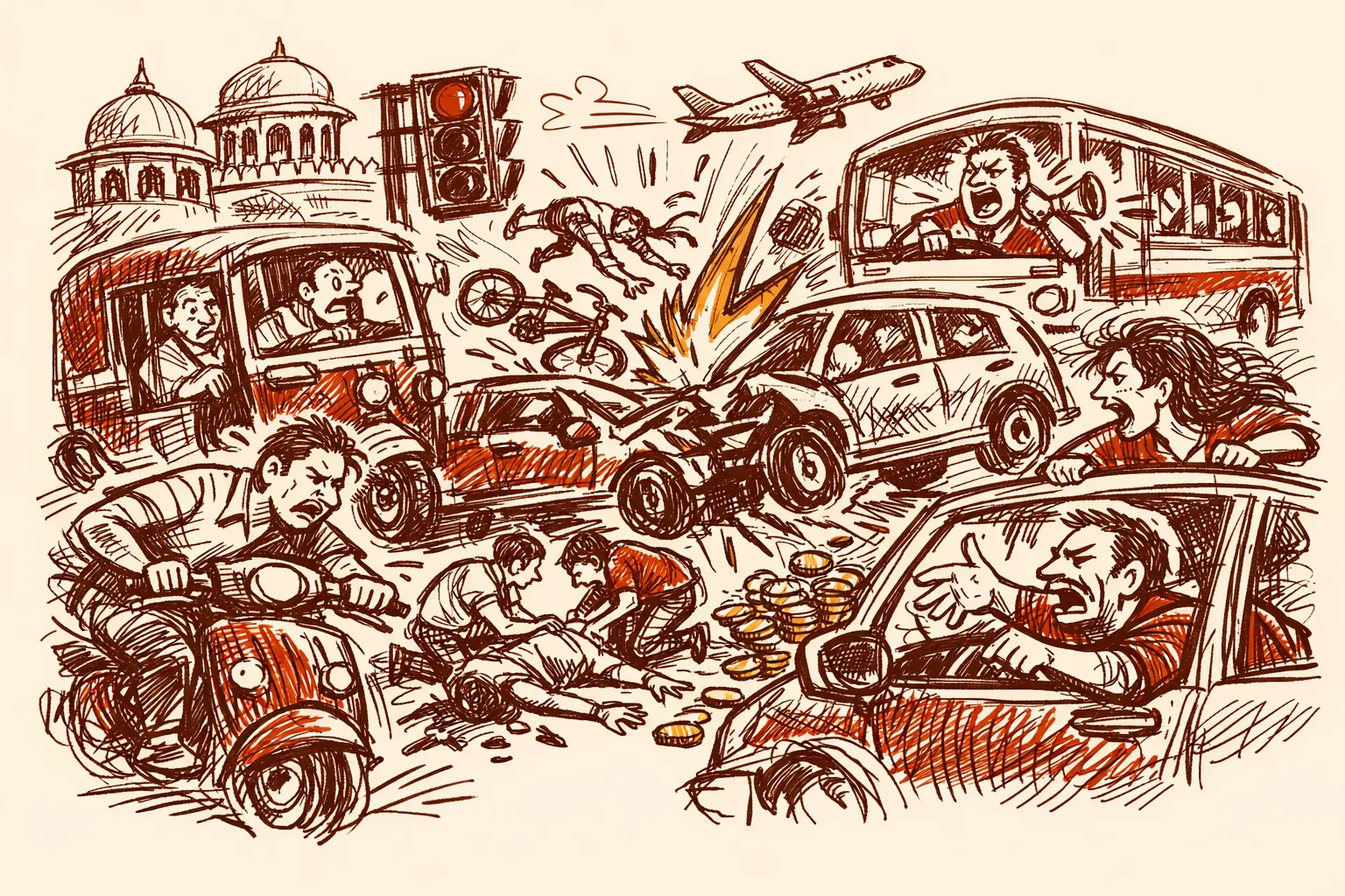 Editorial illustration for India Traffic Is Costing Us Lives and Billions. Here Is How to Fix It
