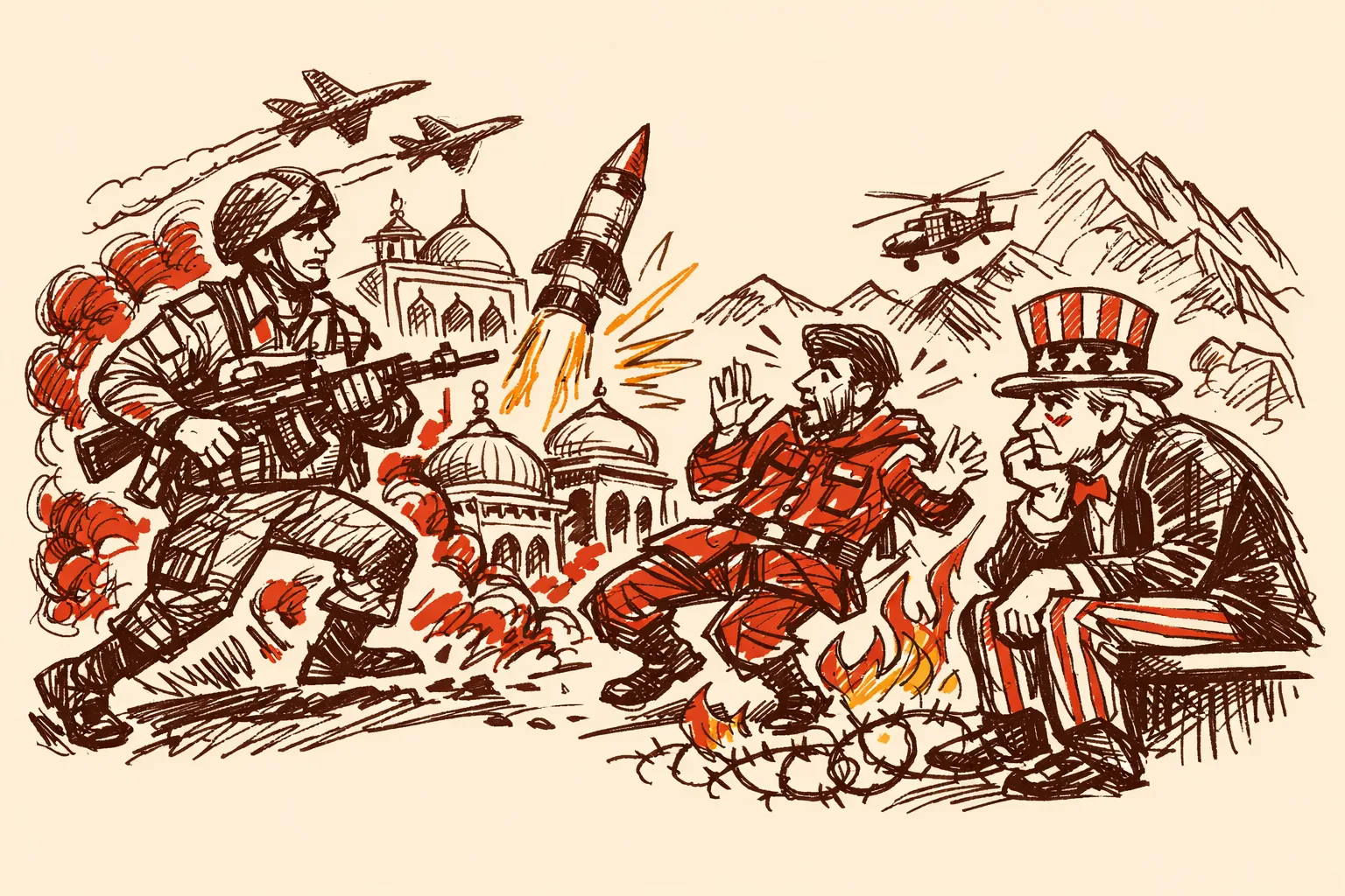 Editorial illustration for America Agrees With India on Pakistan - Now India Is Building Consequences Without Waiting for Washington
