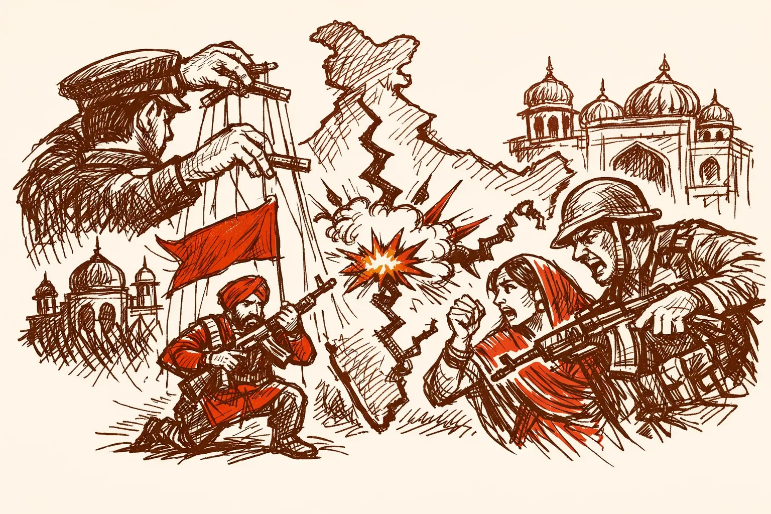 Editorial illustration for The Khalistan Movement in India - Pakistan's Proxy War and What India Must Do
