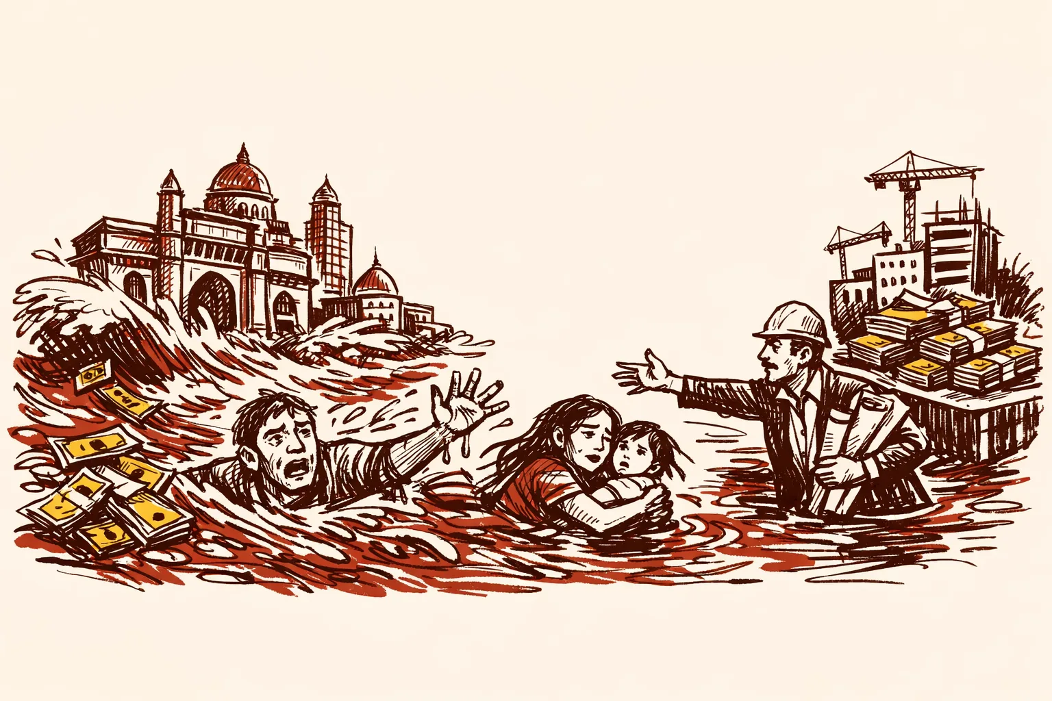 Editorial illustration for Mumbai Flooding Will Cost India More Than It Costs to Fix It