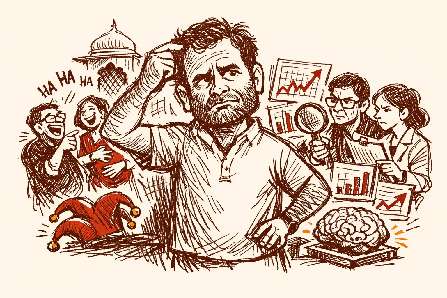 Editorial illustration for Rahul Gandhi Intelligence - What the Jokes Miss and What the Data Shows